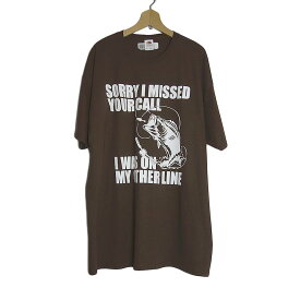 【新品】tシャツ FRUIT OF THE LOOM 釣り好き プリントTシャツ 茶色系 半袖 メンズ 大きいサイズ 2XL ティーシャツ tee 魚 フィッシング