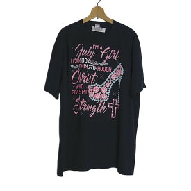 【新品】tシャツ FRUIT OF THE LOOM ハイヒールと十字架 プリントTシャツ 黒色 半袖 メンズ 大きいサイズ 2XL ティーシャツ tee 女性にもオススメ