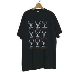 【新品】tシャツ FRUIT OF THE LOOM 鹿 プリントTシャツ 黒色 半袖 メンズ 大きいサイズ 2XL ティーシャツ tee 動物プリント