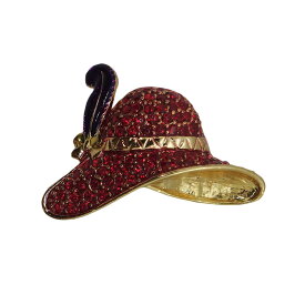 【中古】赤い帽子 ラインストーン ブローチ ピンバッジ ピンバッチ アメリカ輸入雑貨 アクセサリー