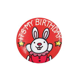【中古】うさぎ IT'S MY BIRTHDAY レトロ 缶バッジ イギリス輸入雑貨 ピンバッジ 缶バッチ
