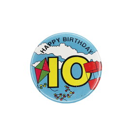 【中古】HAPPY BIRTHDAY 凧と数字10 レトロ 缶バッジ ビンテージ 缶バッチ ピンバッチ イギリス輸入雑貨 10歳 誕生日