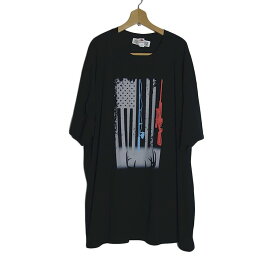 【新品】tシャツ FRUIT OF THE LOOM ライフル・釣り竿・星条旗 プリントTシャツ 黒色 半袖 メンズ 大きいサイズ 4XL ティーシャツ