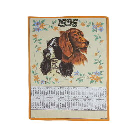 【中古】フランス 1995年 犬 レトロ ファブリック カレンダー 雑貨 タペストリー 布 生地 雑貨 異国屋