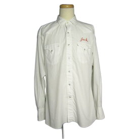 【中古】USA 刺繍 ヴィンテージ ウエスタンシャツ メンズ L位 古着 カウボーイシャツ 白 長袖