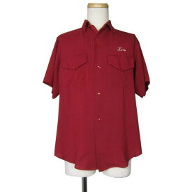 【中古】 60's ARTEX ビンテージ ボウリングシャツ 刺繍 レーヨン ボーリングシャツ USA 古着 ワークシャツ メンズM 半袖 赤 【異国屋】