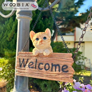 オーナメント ガーデン 黒柴 サバトラ メン フクロウ ぶら下がり ウービア WooBia 北欧 おしゃれ おすわり Welcom ボード オブジェ ギフト ガーデニング ブランド 動物 置物 インテリア デー お返