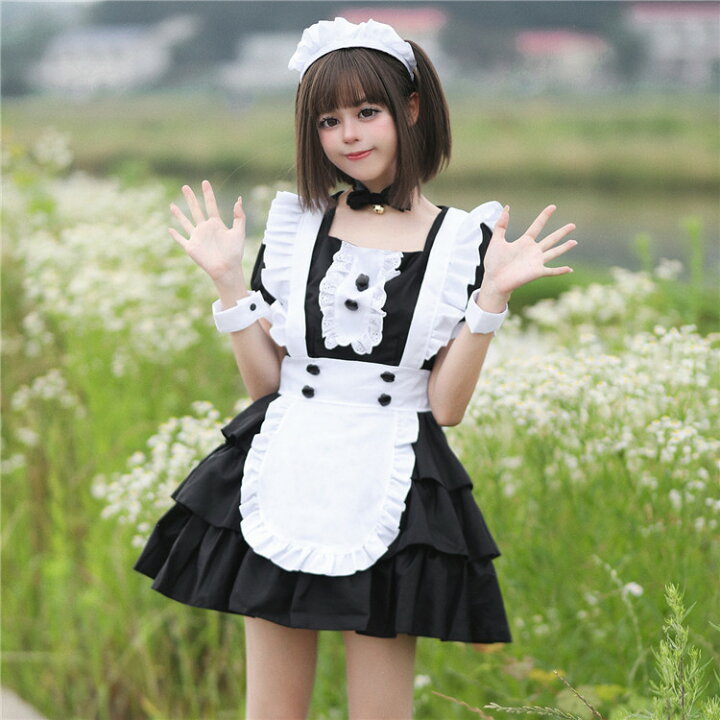 楽天市場】メイド服 ワンピース エプロン チョーカー カチューシャ 