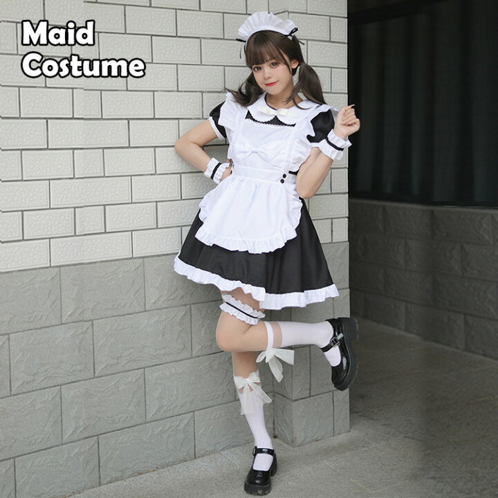 楽天市場】メイド服 ワンピース エプロン カチューシャ ガーターベルト 