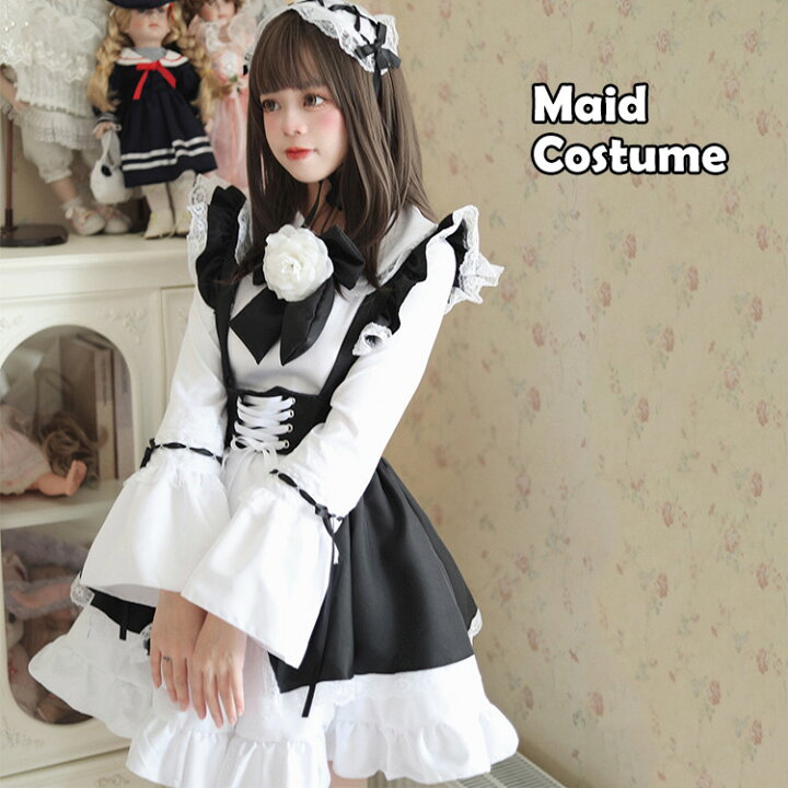 楽天市場】メイド服 姫袖 ワンピース エプロン カチューシャ レース 