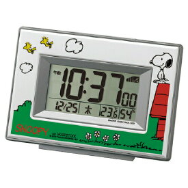時計 置時計 デジタル電波めざまし時計スヌーピー 温度計 湿度計 温湿度計 リズム