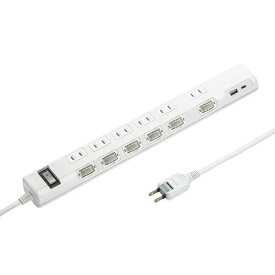 延長コード タップ コンセント USB充電ポート付き節電タップ（6個口） 1m サンワサプライ