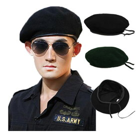 ミリタリー風 ベレー帽 フェルト帽子 ベレー ハット 大きいサイズ 無地 ミリタリーキャップ M L XL メンズ レディース BERET CAP 3405