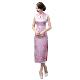 チャイナドレス ノースリーブ ロング パーティードレス チャイナ服 梅柄 刺繍 コスプレ 衣装 セクシー China Dress 1024