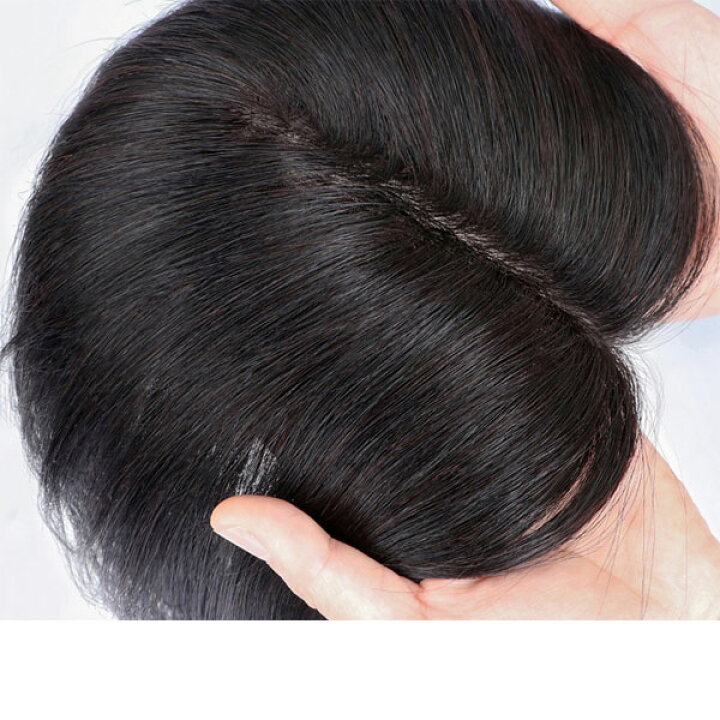 楽天市場】人毛 トップピース ストレート ワンレングス ヘアピース 