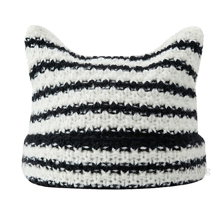 楽天市場】ニット帽 猫耳 ボーダー柄 帽子 ネコミミ ニットキャップ 猫  