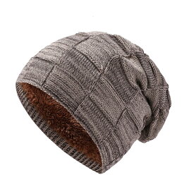 厚手 ニットキャップ ボア付き ニット帽 格子織柄 大きいサイズ 帽子 ミックスカラー ワッチキャップ ビーニー メンズ(男性用) レディース(女性用) 秋 冬 KNIT CAP 4005