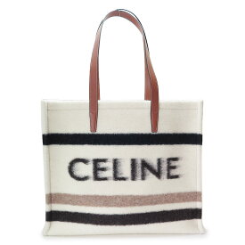 セリーヌ トートバッグ ラージ カバ ショルダーバッグ ストライプ ボーダー ロゴ エクリュ＋ブラック A4サイズ収納可 CELINE 118862GCU.01EA