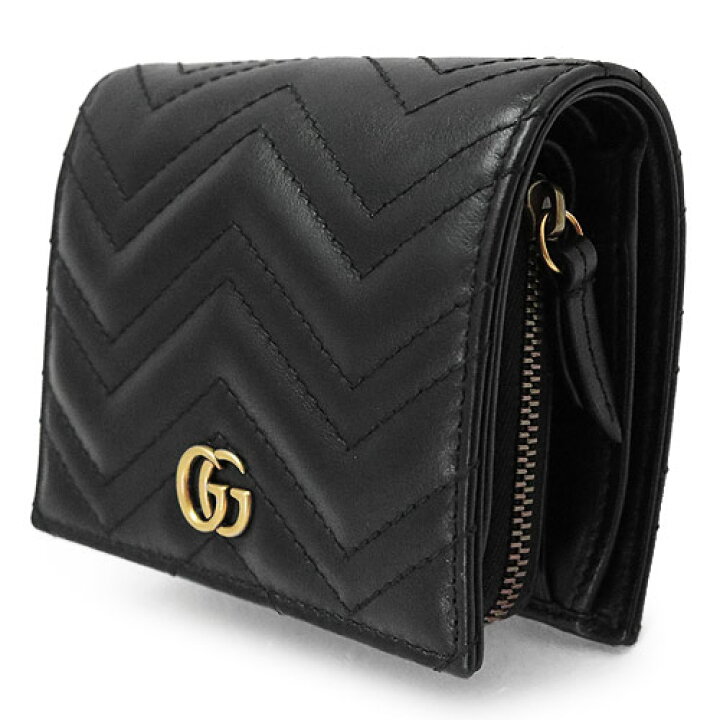 楽天市場】T【GUCCI】 二つ折り財布 428725 GGマーモント ブラック 黒 