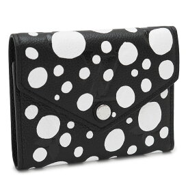 【訳あり】 ルイヴィトン × 草間彌生 コラボ 折財布 レディース ポルトフォイユ・ヴィクトリーヌ モノグラム・アンプラント 三つ折り財布 水玉 ドット レザー ブラック＋ホワイト LOUIS VUITTON M82105