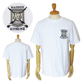 メゾンキツネ Tシャツ 半袖 メンズ LM00118KJ0118 P100 カレッジ フォックス エンブロイダリー コンフォート トップス クルーネック ホワイト 白 MAISON KITSUNE COLLEGE FOX