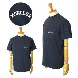 モンクレール Tシャツ 半袖 メンズ 8C00050 89AA2 778 トップス モックネック ロゴ刺繍 ネイビーブルー MONCLER