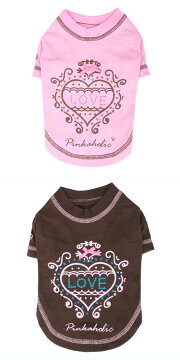 【即日発送可】PINKAHOLICピンカホリックハート×ラインストーンデコラブリー柄TシャツNAIA-TS103/auktn【東北復興_福島】