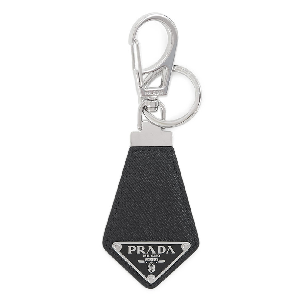 プラダ PRADA キーリング ランキング上位のプレゼント メンズ レディース 2PP041 053 世界的に有名な F0002 キーホルダー トライアングルロゴ FR-AC スナップフック 黒 レザー ブラック サフィアーノ SAFFIANO