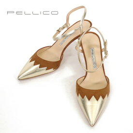 【定価6.0万・新品・37～38】PELLICO（ペリーコ）3992 CORA 65SC アンクルストラップポインテッドトゥパンプス 6.5cm ゴールド×ブラウン 073【85％OFF】