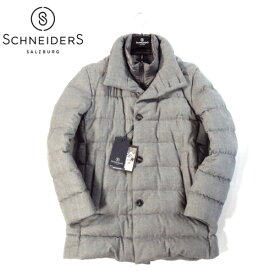 【定価15.1万・新品・50】 SCHNEIDERS（シュナイダー）DRIES 130’sウールフランネルソリッド スタンドカラーダウンコート グレー DRAGO 22AW【40％OFF】