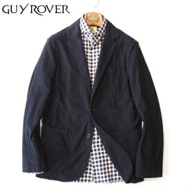 【40%OFF・新品・M】GUY ROVER（ギローバー）コットンポリエステルパイルストライプ シングル2Bシャツジャケット ネイビー GR113-522805