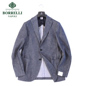 【定価14.0万・新品・44,46】LUIGI BORRELLI（ルイジ ボレッリ）PROCIDA リネンデニム シングル3Bジャケット ブルー【50%OFF】