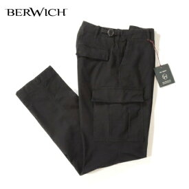 【定価3.1万・新品・42～50】BERWICH（ベルウィッチ）WIDE CARGO ガーメントダイコットンストレッチギャバジン ワイドカーゴパンツ ブラック【30％OFF】