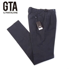 【定価3.5万・新品・44~50】 GTA HERRICK ガーメントダイ ストレッチコットンツイル サイドアジャスター2プリーツパンツ ネイビー 28405-852H【50％OFF】