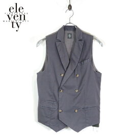 【定価4.1万・新品・XS】eleventy（イレブンティ）ウォッシュドコットン ダブル6Bジレ GL0024 ブルーグレー【60％OFF】