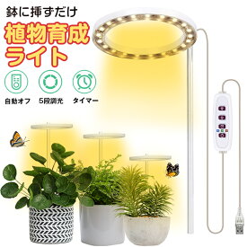 植物育成ライト LED タイマー 植物育成LED 観葉植物育成ライト 多肉植物育成 トフルスペクトル 5階段調光 20LEDランプ 太陽光 赤と青 室内栽培ライト 水耕栽培ランプ 光補足 日照不足解消 植物成長を促進 エンジェル おしゃれ 母の日 父の日