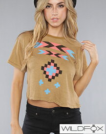 Wildfox ワイルドフォックス Pocahontas Crop Top ネイティブ 半袖 Tシャツ レディース ベージュ　正規品取扱店舗