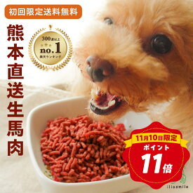 【本日イリオの日P11倍】【初回限定】犬 馬肉 無添加 送料無料 熊本直送 犬用生馬肉 ペット 犬用 冷凍ミンチ 生肉 生食 ローフード 健康 ドッグフード シニア 子犬 イリオスマイル 【イリオスマイル /】生馬肉パラパラミンチ 300g×3袋