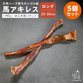 犬 おやつ 無添加 馬肉 まとめ買い 犬 おやつ馬肉 無添加 犬用おやつ アキレス腱 おやつ 低カロリー 長持ち 歯磨き 歯みがき ガム 【イリオスマイル / iliosmile】天然ハーブ育ちモンゴル産 馬アキレス ロング140gx5個セット