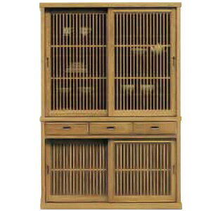 食器棚 ダイニングボード キッチン収納 格子作り 日本製 うづくり仕上げ タモ材 有明 130ダイニングボード