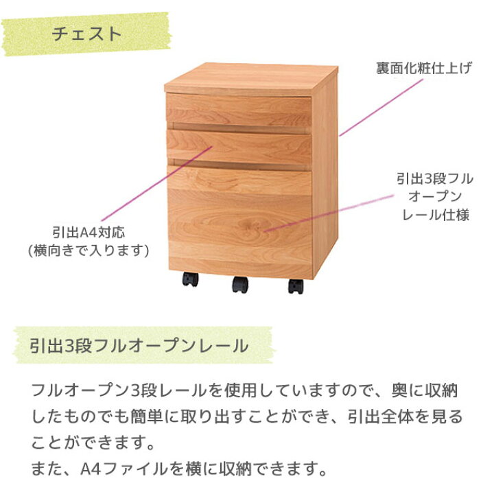 楽天市場】◇クーポン配布中◇ 堀田木工 アールデスク チェスト NA/WN 