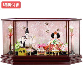 ◆特典付き 【展示現品】 雛人形 ひな人形 ケース飾り ケース入り 六角形 親王飾り 971S51 小室 小三五二人 衣裳着人形 親王ケース飾り/ひなまつり/かわいい/おしゃれ/初節句/お祝い/女の子/桃の節句/ひな祭り/お雛様/映え【数量限定】