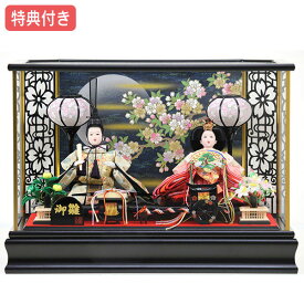 ◆特典付き 【展示現品】 雛人形 ひな人形 衣裳着人形 ケース飾り 親王飾り 送料無料 桃の節句 ひな祭り お雛様/映え ブラック ゴールド おしゃれなコンパクトケース飾り 【331S22】【S2470】【数量限定】