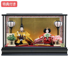 ◆特典付き 【展示現品】 雛人形 ひな人形 衣裳着人形 ケース飾り 親王飾り 送料無料 桃の節句 ひな祭り お雛様/映え ブラック ゴールド おしゃれなコンパクトケース飾り 【831S22】【S3202】【数量限定】