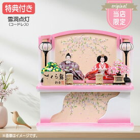 ◆特典付き 【展示現品】【当店オリジナル】雛人形 ひな人形 衣裳着人形 収納飾り 親王飾り 送料無料 桃の節句 ひな祭り お雛様/映え 白 おしゃれ コンパクト 【ホワイトピンクぼかし刺繍収納飾り 二人飾り】【300S22】【数量限定】