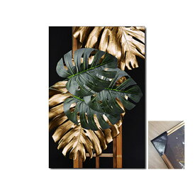 アートパネル ウォールインテリア アートフレーム 絵 写真 絵画 壁 装飾 額入り アジアンテイスト バリ風 植物 ボタニカル モンステラ クリスタルアートパネル