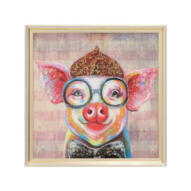 アートパネル ウォールインテリア アートフレーム 絵 写真 絵画 壁 装飾 額入り 豚 ブタ ピッグ 動物 アニマル おめかしピッグ クリスタルペインティング