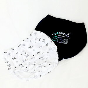 【Garau】オバケーヌ プリント キッズ ショーツ 2枚組 キッズ 女の子 女児 女子 ガールズ ジュニア トドラー スクール 肌着 下着 子供ショーツ インゴム おばけ お化け オバケ 白 ホワイト 紺