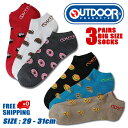 送料無料 アウトドア プロダクツ ジャンクフード柄 クッションパイル ビッグソックス 3Pセットメンズ 紳士 男子 男の子 レディース 婦人 女子 女の子 スニーカーソックス ショートソックス 大きい靴下 ビッグサイズ フード ジャンクフード スイーツ 父の日 29 30 31cm