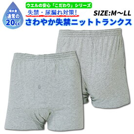 まとめ買い 最大 20％Off 【 送料無料 】 尿漏れパンツ 男性用 ウエル 紳士 さわやか 失禁 ニット トランクス 尿漏れ 尿もれ ちょい漏れ 20cc 失禁パンツ 吸水パンツ 頻尿 残尿 前開き 介護下着 メンズ 綿100％ 抗菌 消臭 防臭 大きいサイズ 杢グレー 父の日 贈り物 W665